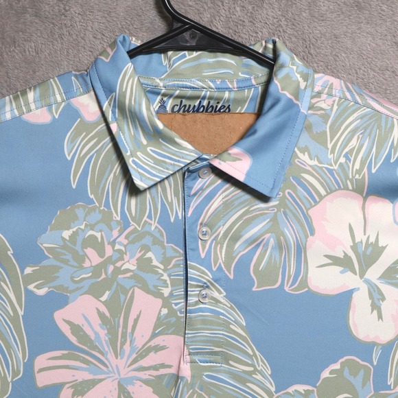 chubbies Other - Chubbies Polo Shirt Mens Small Blue Green Tropical Floral Print Golf Stretch